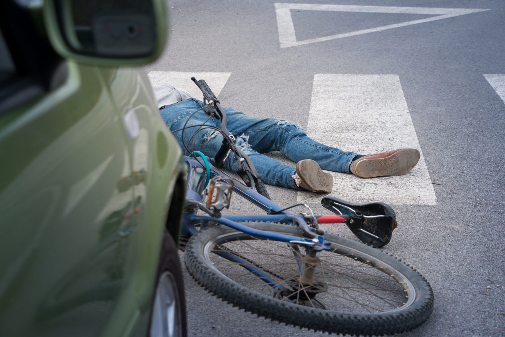 man hit by a car after a bicycle accident